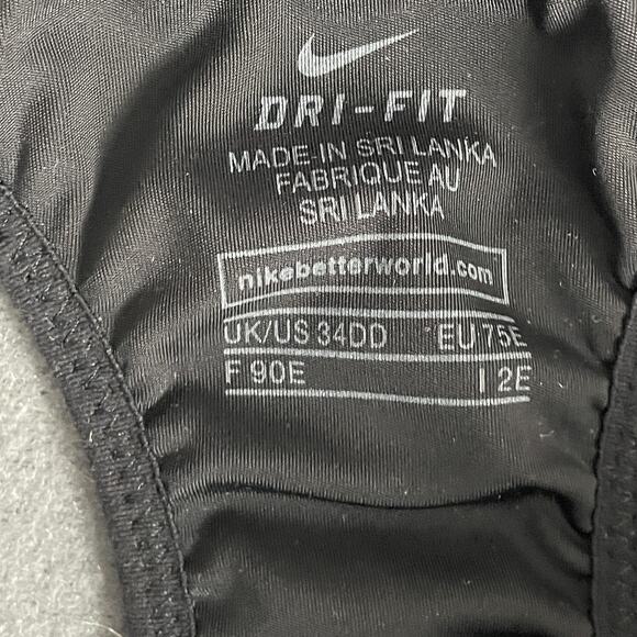 Nike Dri Fit Sports Bra Womens 34DD Black Padded Racerback High Support - Picture 2 of 16